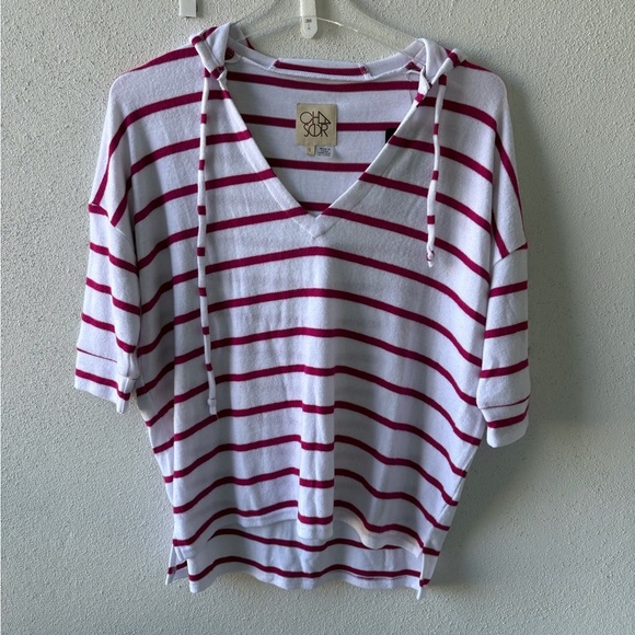 Chaser Super soft Short sleeve Hoodie Size S
Color fuschia/white. Hi low - Picture 1 of 7